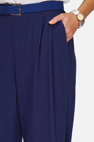 Pantalon taille haute en lin 
Bleu