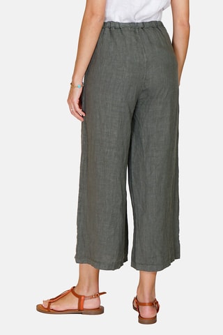 Pantalon taille haute en lin Kaki clair