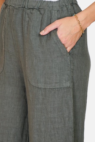 Pantalon taille haute en lin Kaki clair