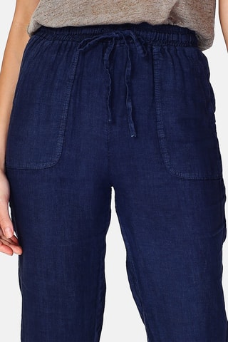 Pantalon taille haute en lin 
Bleu