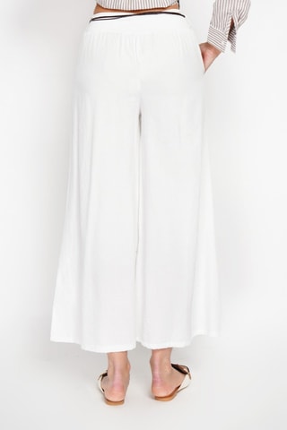 Pantalon taille haute en lin - Blanc