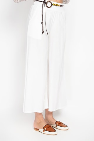 Pantalon taille haute en lin - Blanc