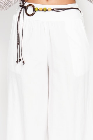 Pantalon taille haute en lin - Blanc