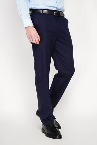 Pantalon regular en lin - Bleu marine