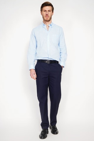 Pantalon regular en lin - Bleu marine