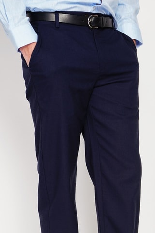 Pantalon regular en lin - Bleu marine