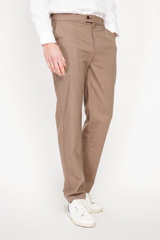 Pantalon regular en lin - Marron
