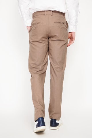 Pantalon regular en lin - Marron