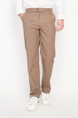 Pantalon regular en lin - Marron