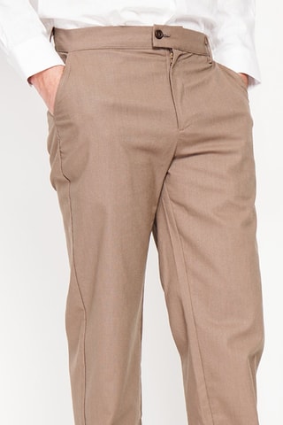 Pantalon regular en lin - Marron