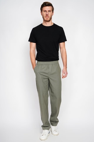 Pantalon slim en lin - Kaki