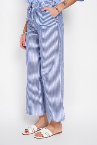 Pantalon taille haute en lin - Bleu