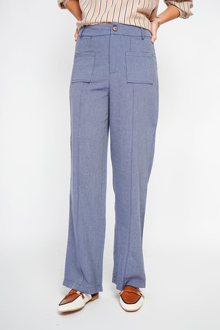 Pantalon droit en lin - Indigo