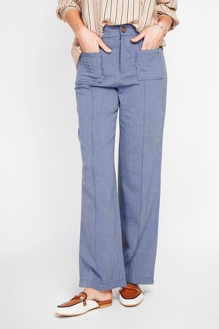 Pantalon droit en lin - Indigo