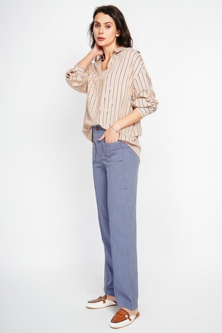 Pantalon droit en lin - Indigo