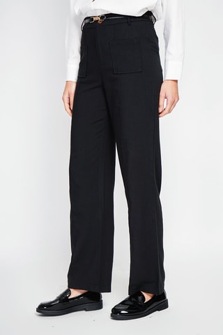 Pantalon droit en lin - Noir