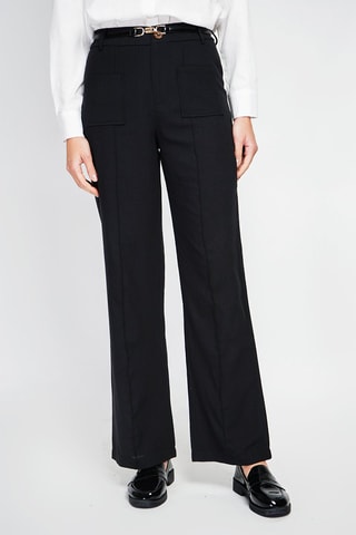 Pantalon droit en lin - Noir