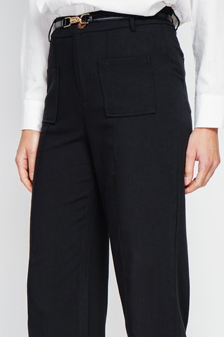 Pantalon droit en lin - Noir