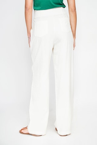 Pantalon large en lin taille haute - Ecru