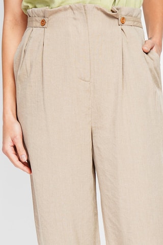 Pantalon large en lin taille haute - Camel