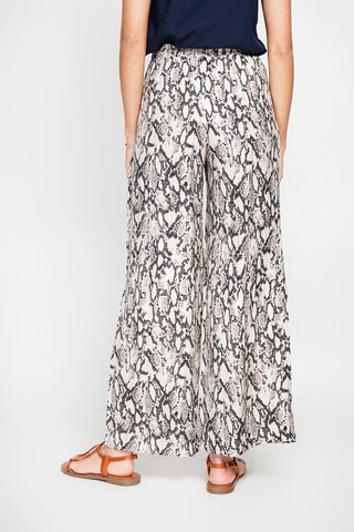 Pantalon en lin taille haute - Blanc et gris foncé
