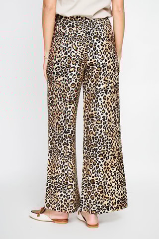 Pantalon en lin taille haute - Camel et noir