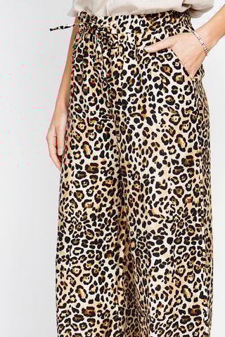 Pantalon en lin taille haute - Camel et noir