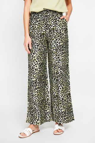 Pantalon en lin taille haute - Kaki et noir