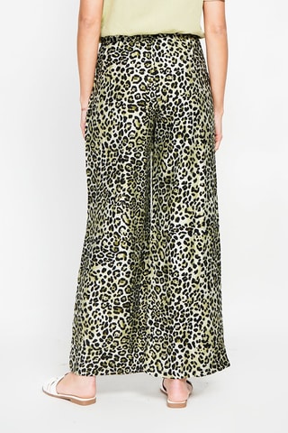 Pantalon en lin taille haute - Kaki et noir