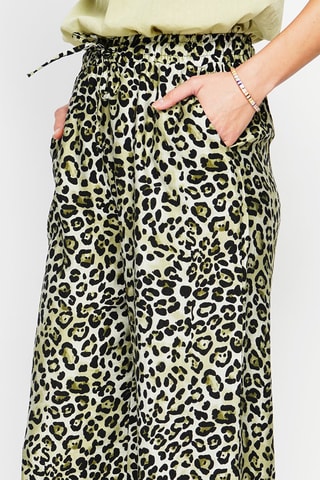 Pantalon en lin taille haute - Kaki et noir