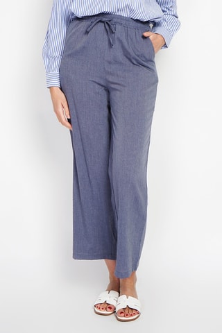 Pantalon 7/8 en lin taille haute - Bleu foncé