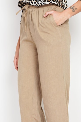 Pantalon 7/8 en lin taille haute - Camel