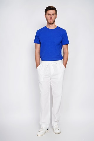Pantalon droit en lin - Blanc
