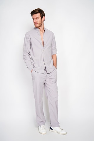 Pantalon droit en lin - Gris clair