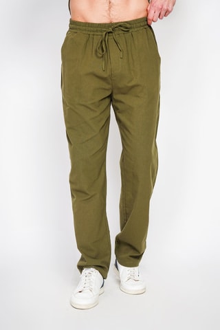 Pantalon droit en lin - Kaki