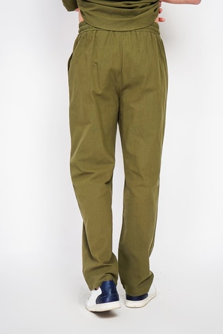 Pantalon droit en lin - Kaki