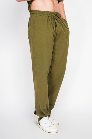 Pantalon droit en lin - Kaki