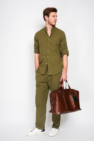 Pantalon droit en lin - Kaki