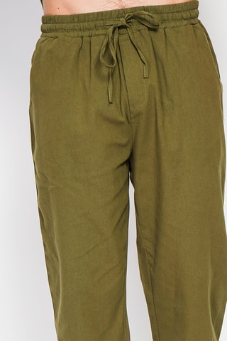 Pantalon droit en lin - Kaki