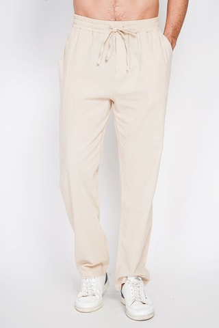 Pantalon droit en lin - Beige