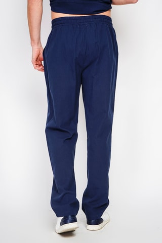 Pantalon droit en lin - Bleu marine