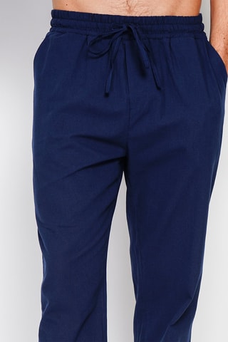 Pantalon droit en lin - Bleu marine