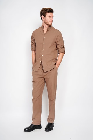 Pantalon droit en lin - Marron
