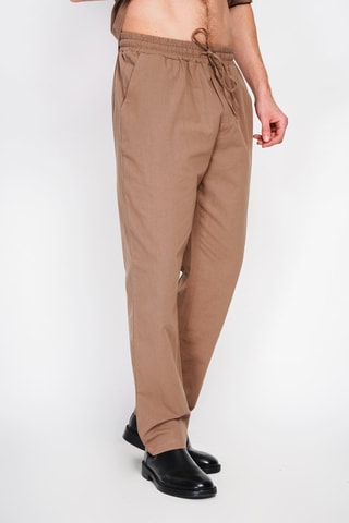 Pantalon droit en lin - Marron