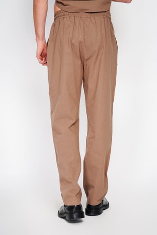 Pantalon droit en lin - Marron