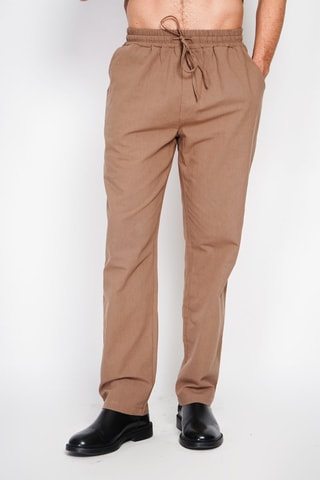 Pantalon droit en lin - Marron