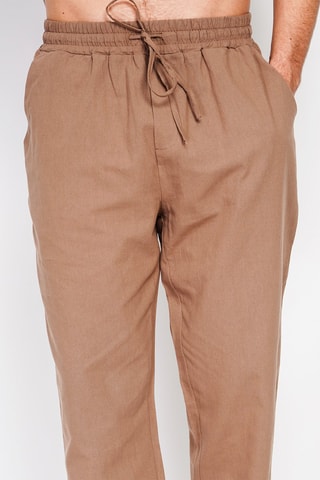 Pantalon droit en lin - Marron