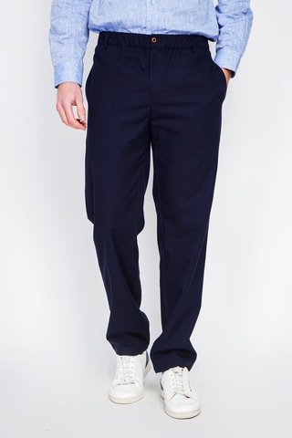 Pantalon droit en lin - Bleu marine