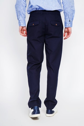 Pantalon droit en lin - Bleu marine