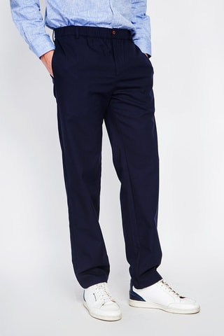 Pantalon droit en lin - Bleu marine